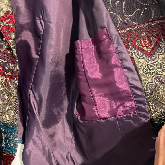 Vintage ELCC Tapestry Structured Lined Jacket Blazer Women’s Size Large Pockets - Picture 11 of 11